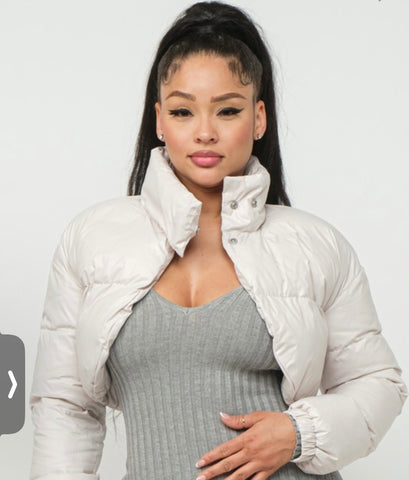 The “Cool Grey” Cropped Puffer