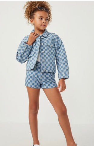 The “Checkmate” Denim Short Set